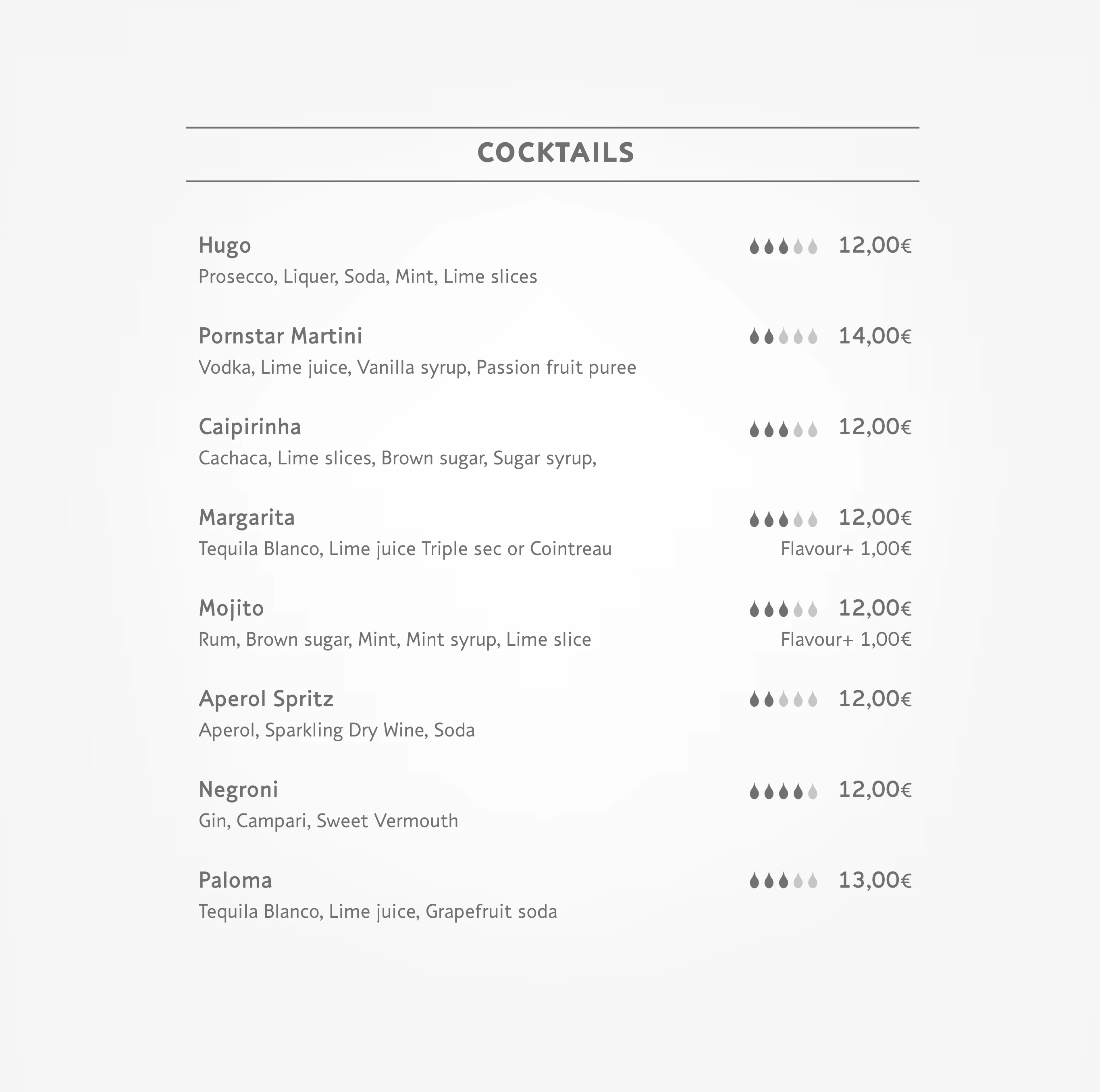 Charlie's brunch menu